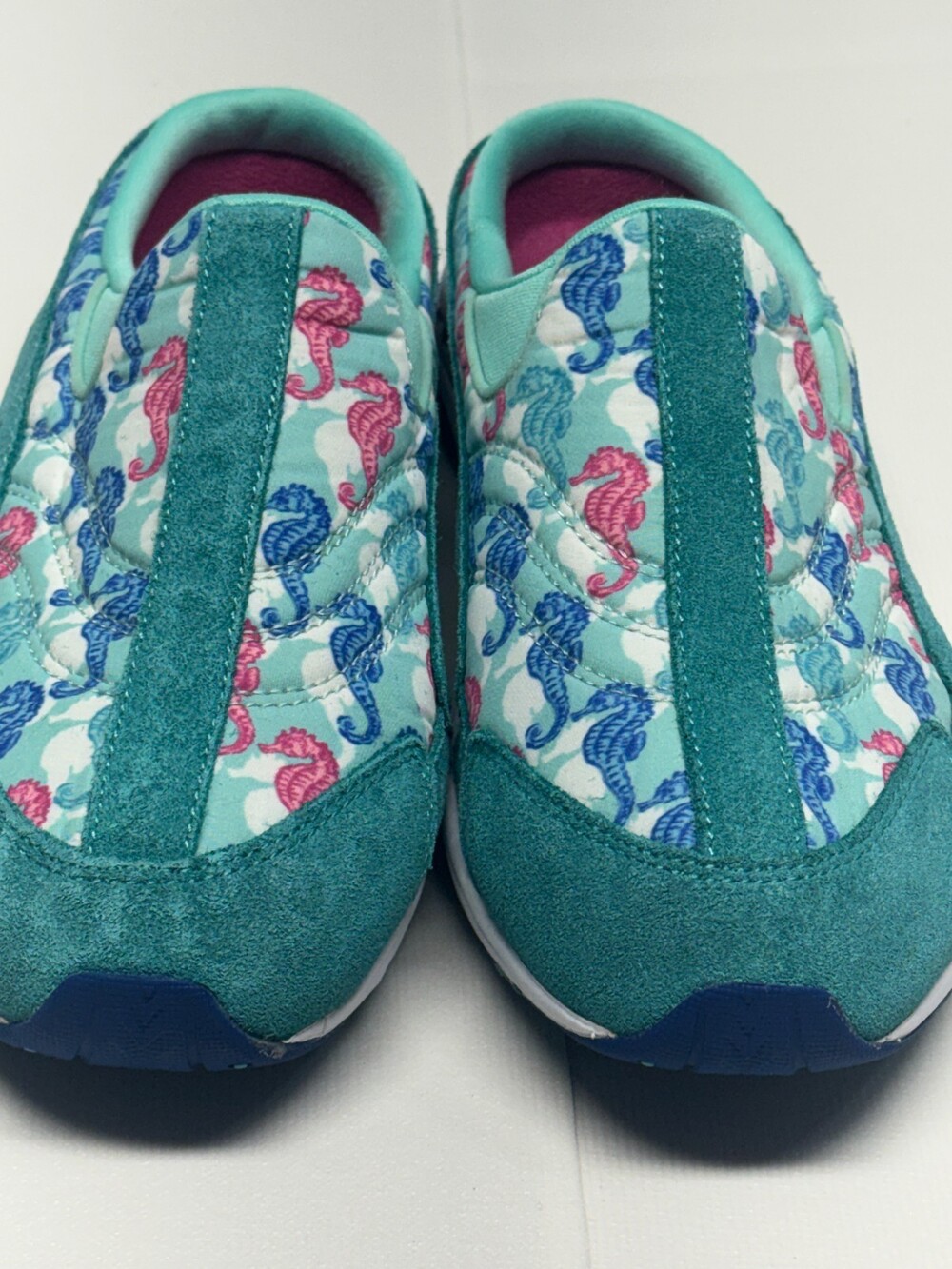 Easy Spirit Traveltime Seahorse Slip On Mules Teal Suede Quilted 8.5 W Cruise